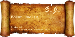 Bakos Joakim névjegykártya